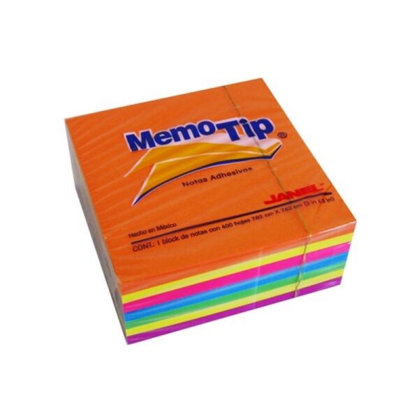 מזכירית MEMO-TIP בצבעי נאון (76*76 מ"מ) 400 דף